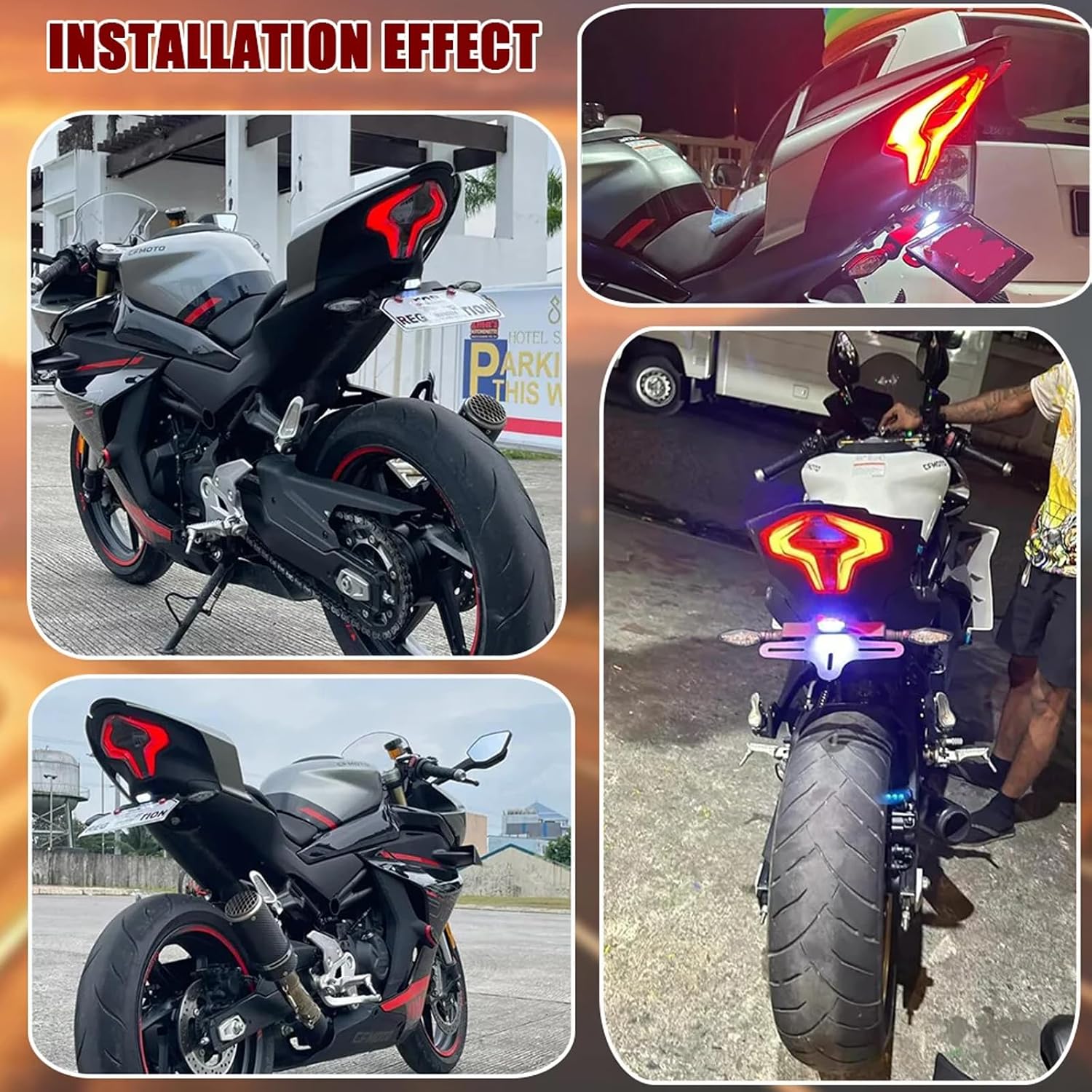 Fender Eliminator Kits, License Plate Holder, CNC Aluminum,Black | Tail Tidy Plate Holder for CF MOTO 450SS, 450SR, 450NK, and 300SS Led License Plate Mount Bracket with Turn Signal Mount Hole