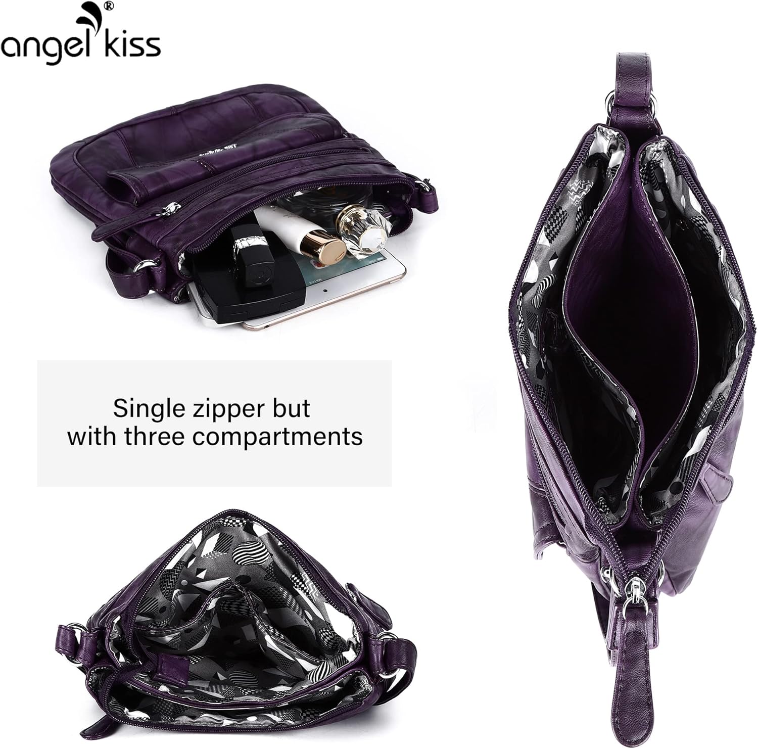 Angelkiss Small Womens Crossbody Bag Leather Shoulder Purse for Women Hobo Bag with Adjustable Shoulder Strap - Image 7