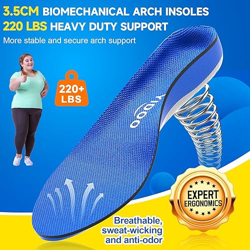 Miniatura 4 de Más de 220 libras de fascitis plantar plantillas de soporte de arco alto para hombres y mujeres, plantillas ortopédicas para zapatos ortopédicos
