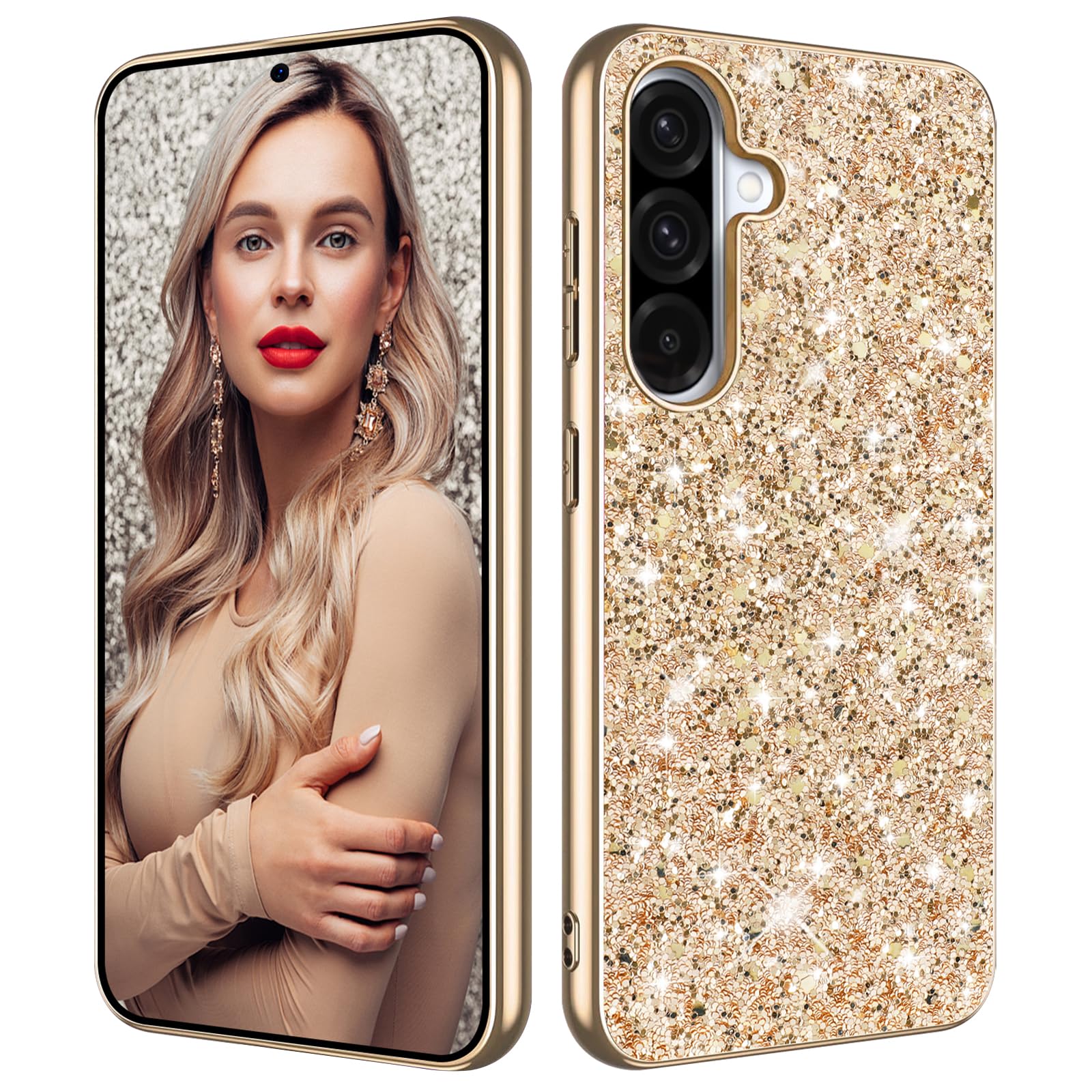 Galaxy A26 Glitter Case for Samsung Galaxy A26 5G Phone Case for Women Girls, Slim Ultra Thin Matte Back Shockproof Protective Cover for Samsung A26