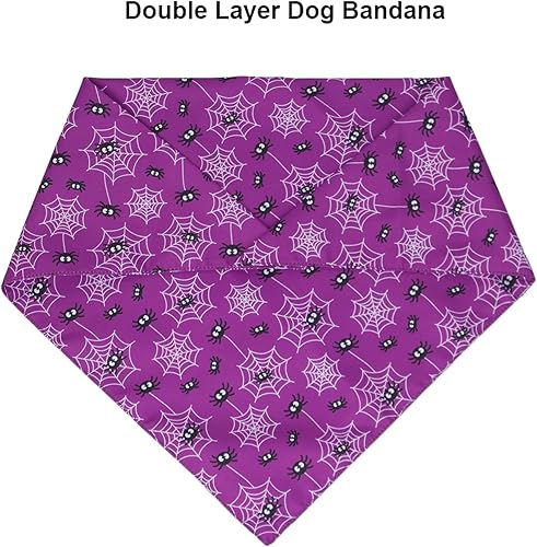 Miniatura 5 de ADOGGYGO Paquete de 2 bandanas de Halloween para perro, bufanda triangular reversible para perro, accesorios de Halloween para perros grandes y