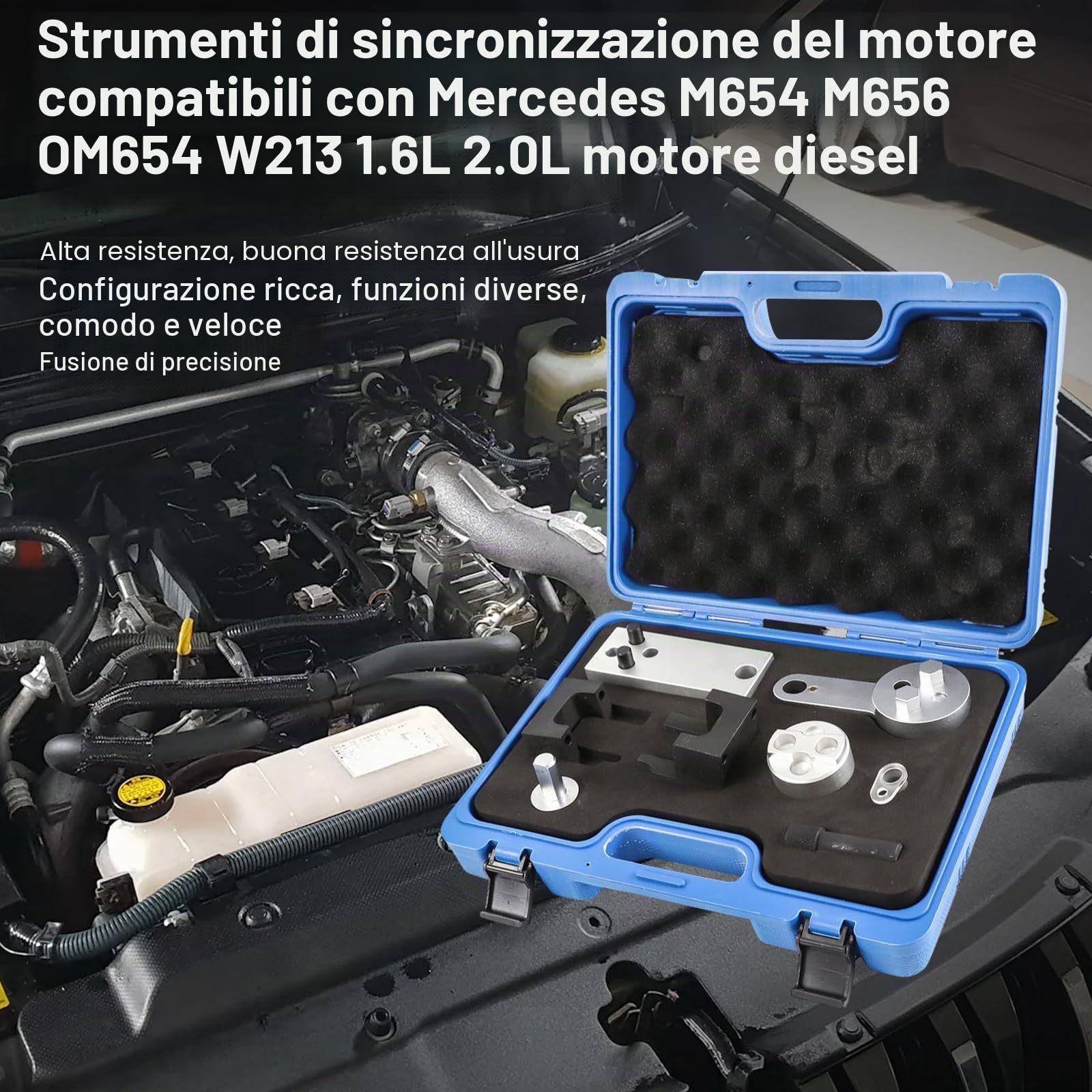 Kit di Strumenti di Bloccaggio e Fasatura per L'allineamento Dell'albero a Camme Del Motore, Compatibile con Motori Diesel Mercedes M654 M656 OM654 W213 1.6L 2.0L, Allineamento Dell'albero a Camme