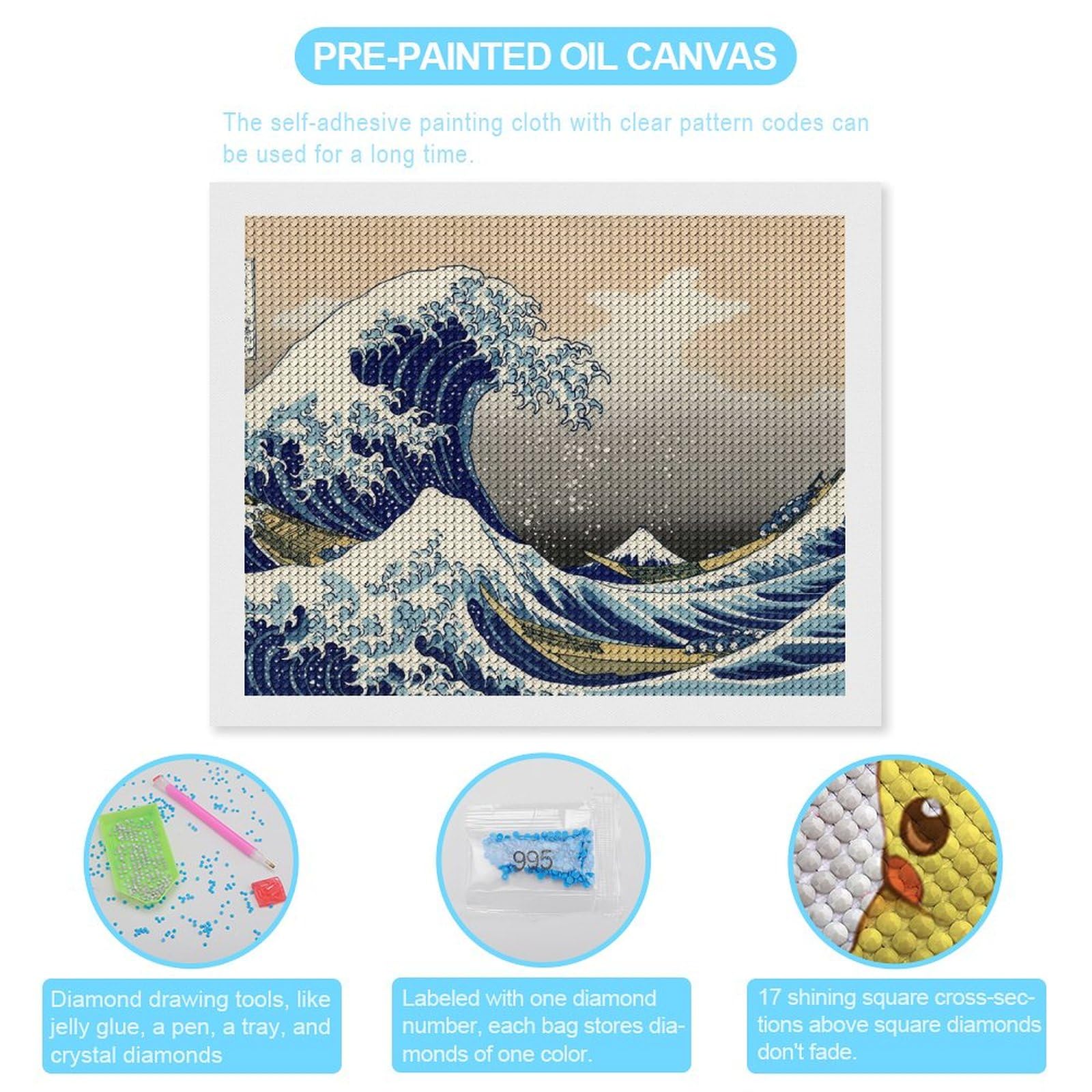 Amazon.co.jp: 葛飾北斎 富嶽三十六景 神奈川沖浪裏 ダイヤモンド