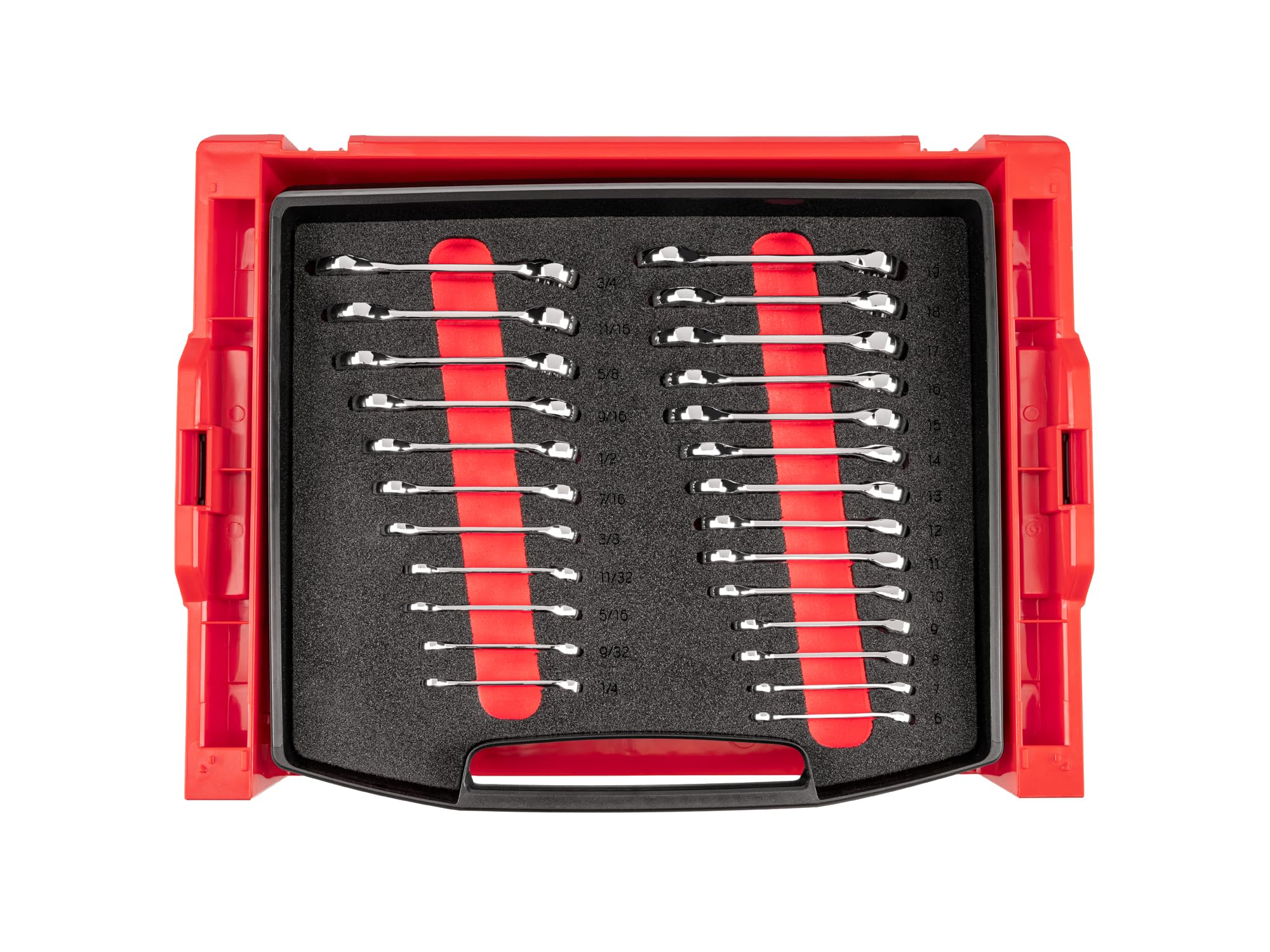 Stubby Combination Wrench Set with Open Top Drawer and Rack, 25-Piece (1/4-3/4 in., 6-19…