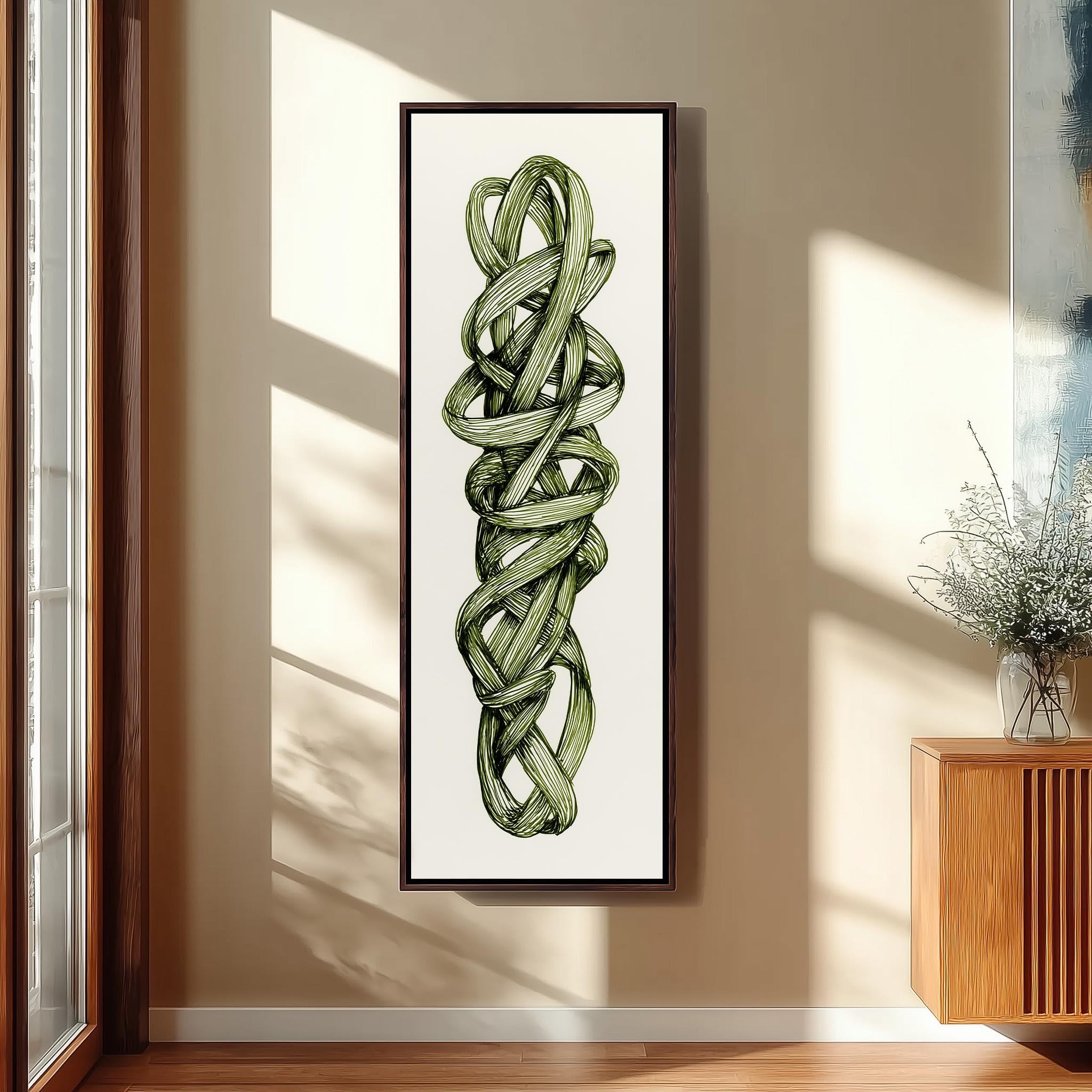 Toile verticale haute contre les murs vides | Dessin botanique 30x90 - 8
