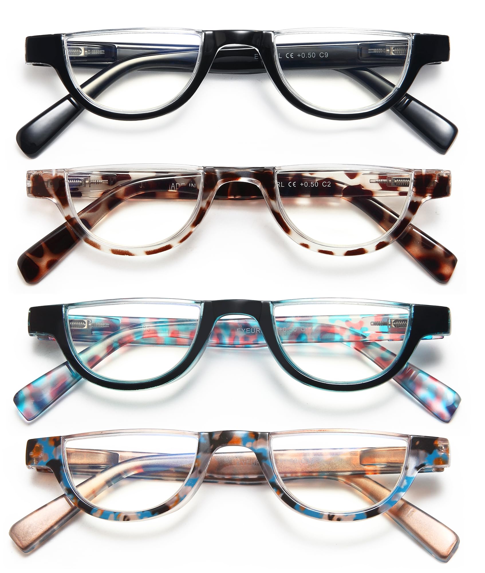 EYEURL Half Frame Reading Glasses for Women-4 Pack Blue Light Glasses Fashion Computer Readers for Women Anti UV