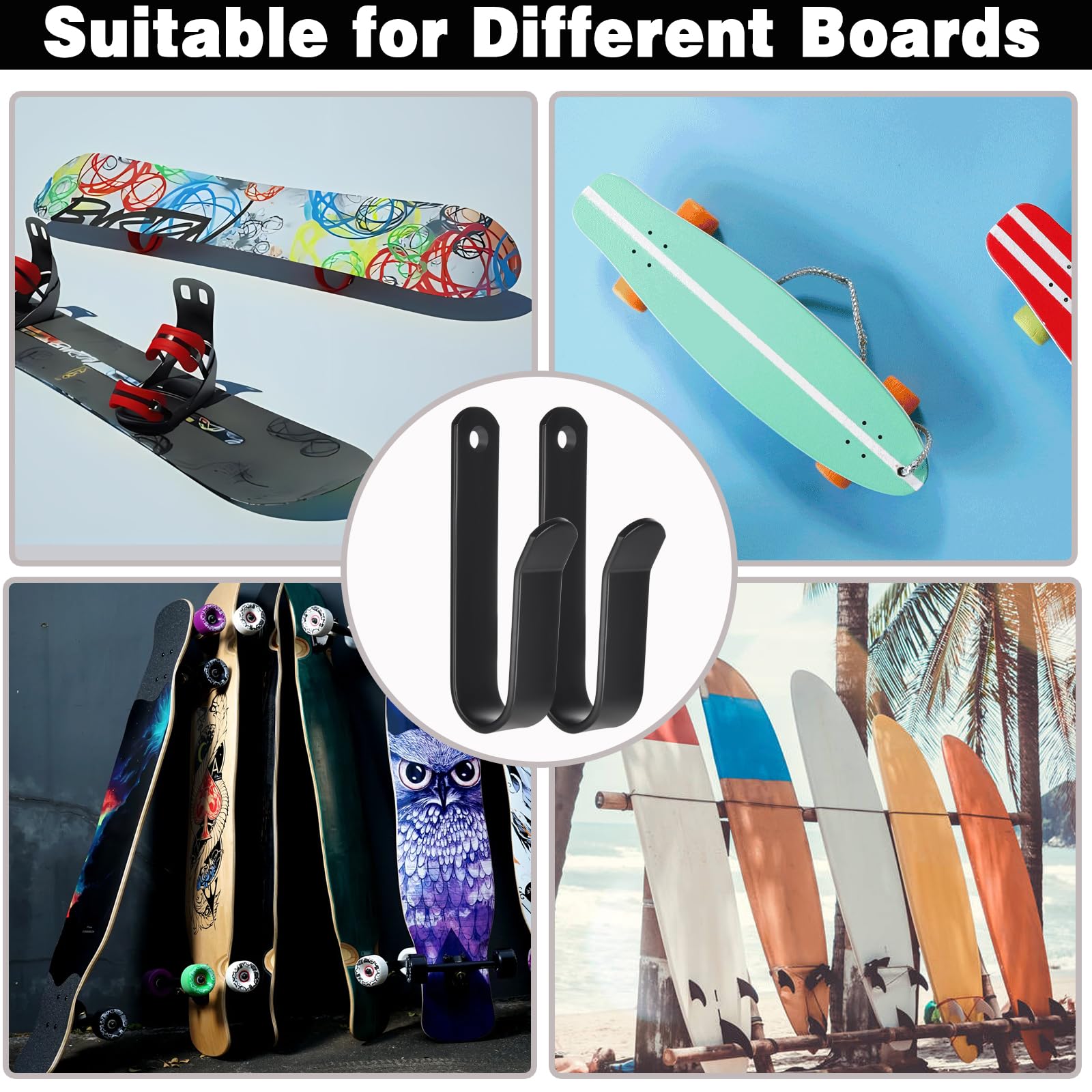 Soporte de Pared para Snowboard, Estante de Exhibición de Acero Fuerte