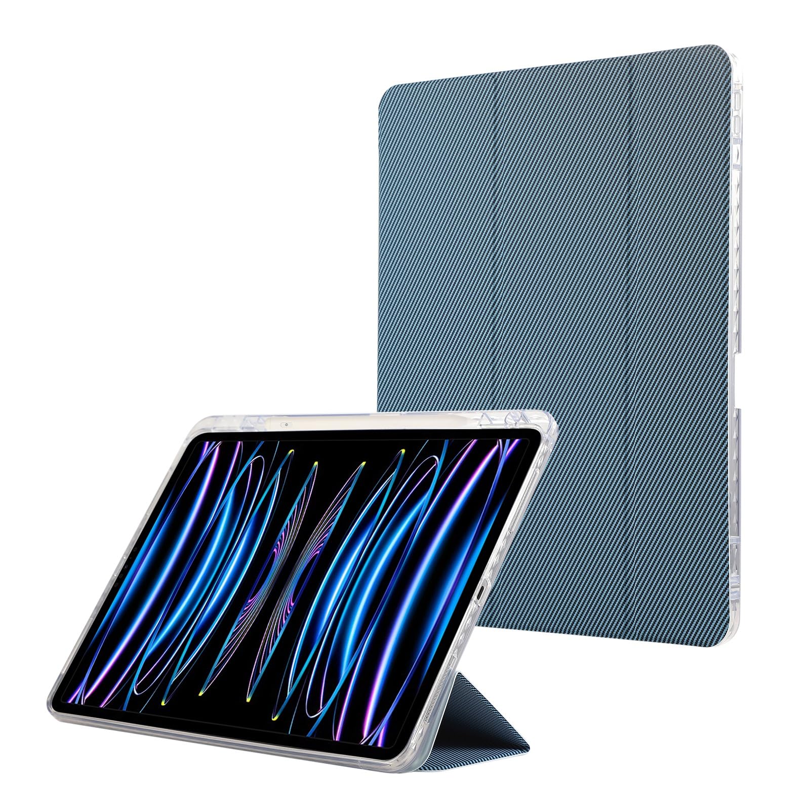 Étui iPad Pro 12.9 bleu avec porte-crayon et coque de protection - 7