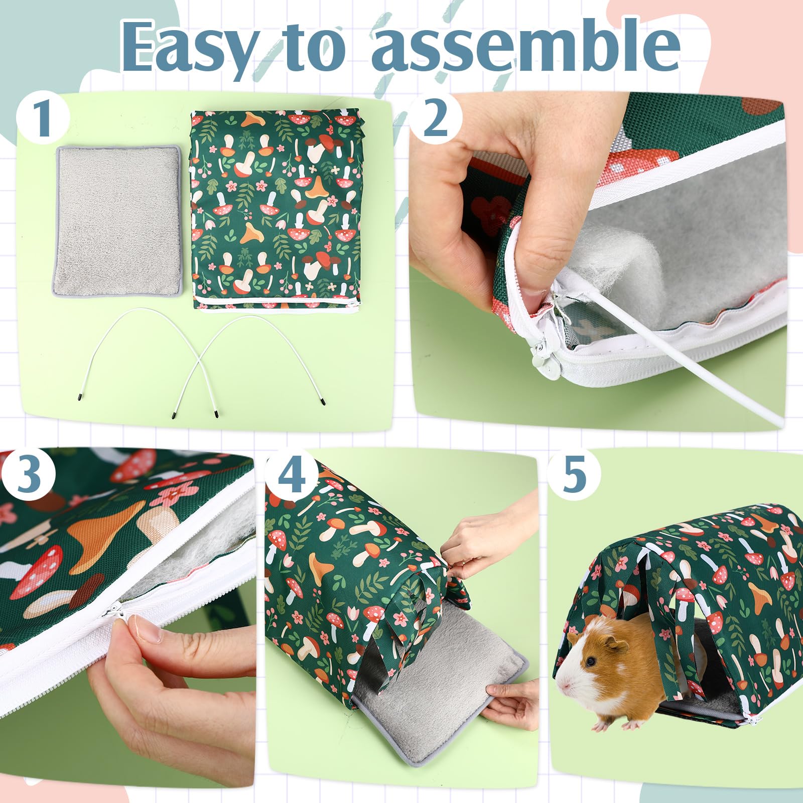 Abbylike Meerschweinchen-Versteck waschbar Meerschweinchentunnel und weiches Kaninchenbett Kleintiere Käfig Zubehör für Hamster Chinchilla Frettchen Häschen 2 Stück