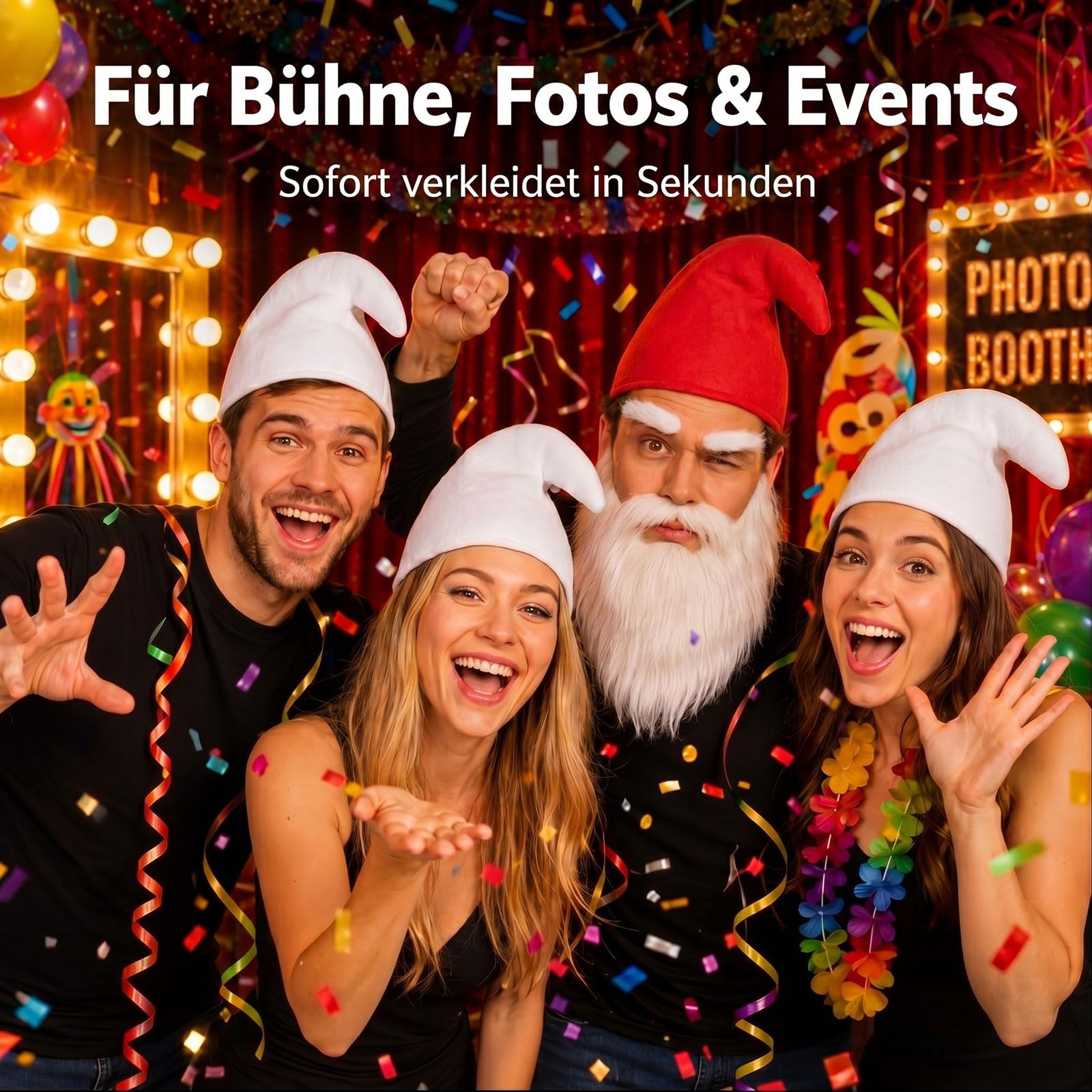 Jadive Chapeaux Nains avec Barbe et Sourcils Bonnet de Nains Chapeaux de Gnome Adulte Costume de Groupe Amusant pour Carnaval Halloween Noël