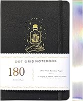 Vista 1 de BUKE Cuaderno punteado, papel de bambú blanco de 180G, cuadrícula de 5 * 5 mm, 160 páginas, cuaderno de cuadrícula punteada A5 BUJO, bordes