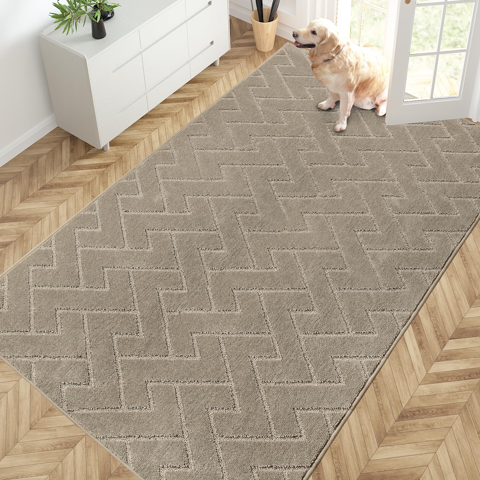 PURRUGS Easy Care Area Rug 4.5ft x 7ft, Taupe