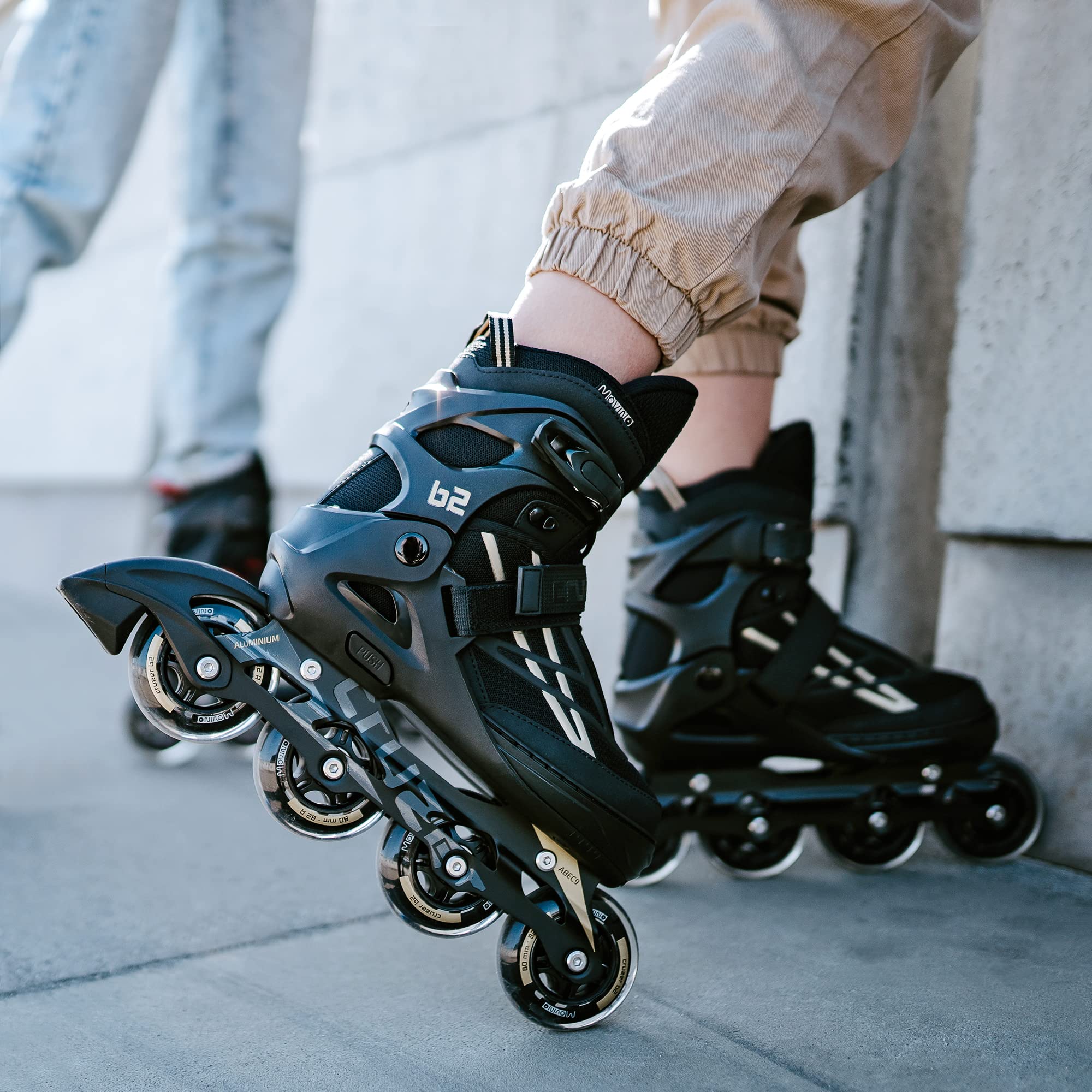 Movino Inline Skates Cruzer B2 Verstellbare Rollschuhe Damen Mädchen Jungen Inliner für Erwachsene mit großen Rädern 76 mm