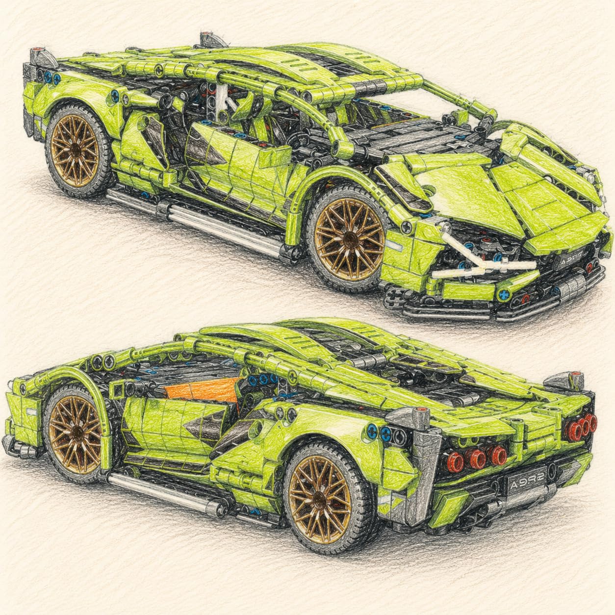 zmart Technical Building Blocks Racing Car Static Model Car Version for Boys Construction Toys Block Car Technic Building Toys Sport Car Mini Figure Building Kit Block Toys Model Car Educational Toys