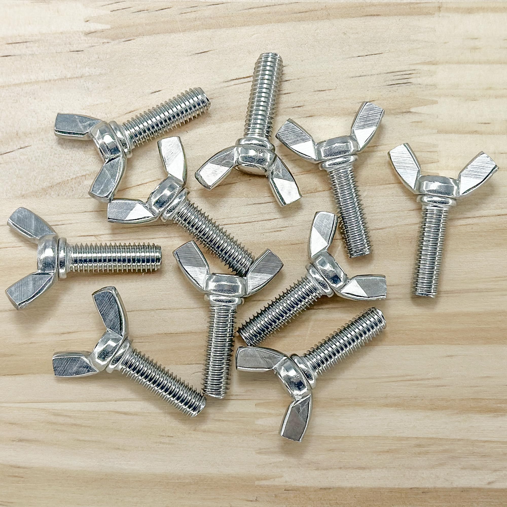 10 PCS M8 Stainless Steel Hand Tighten Butterfly Screws Wing Bolts (25mm) - Image 2