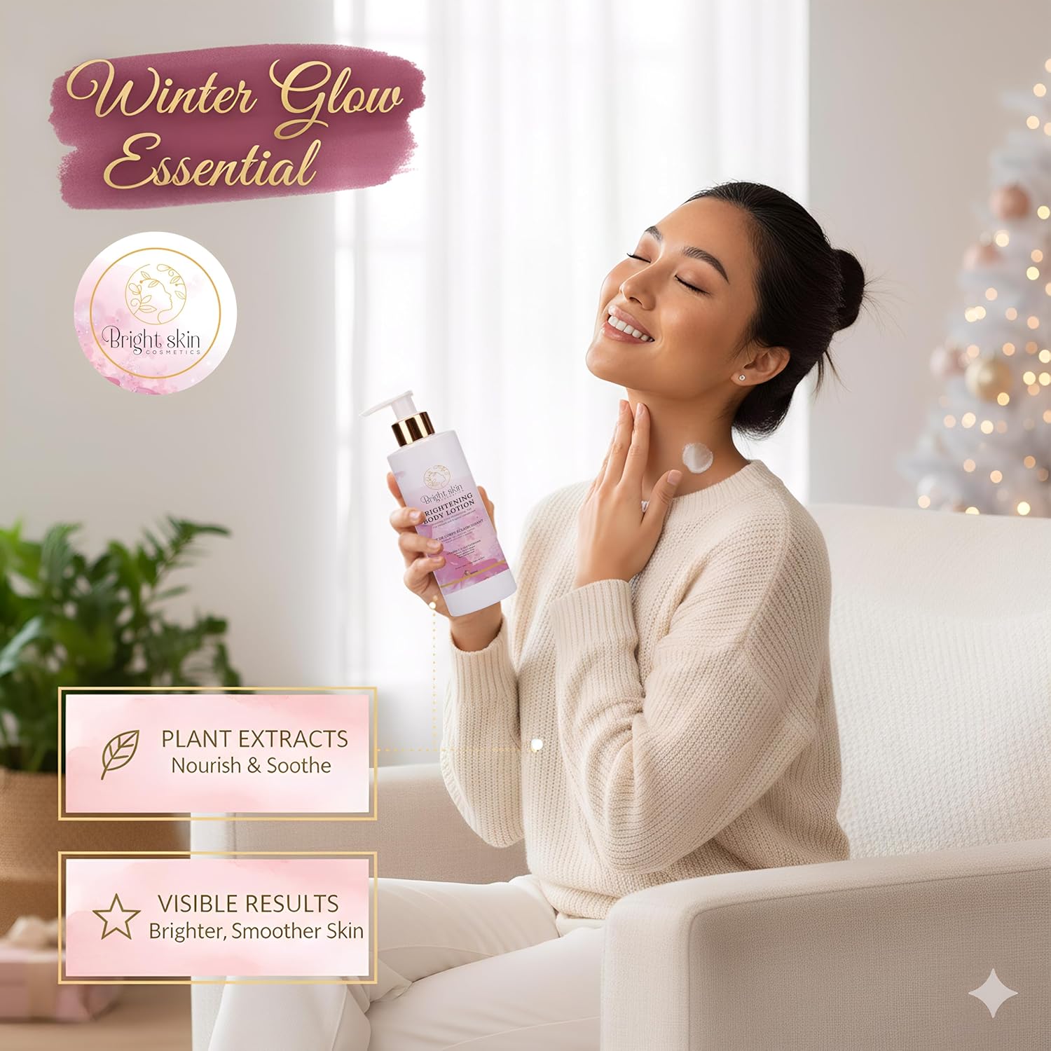 Brightening Body Lotion - 1 lbs, Repairing & Anti-Aging Moisturizer for Smooth, Brighter Complexion - Image 2