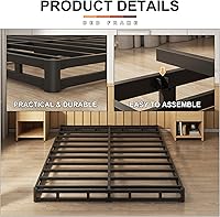 Vista 3 de EMODA Somier de 5 Pulgadas Tamaño Queen, Base de Cama de Metal Resistente con Funda de Tela, Fácil Montaje, Negro