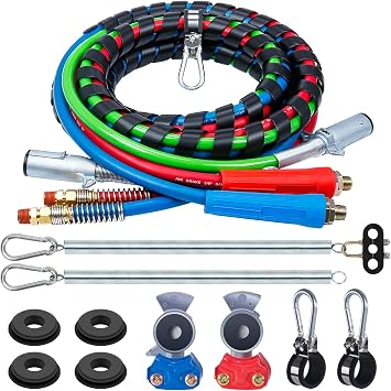 CheeMuii 12FT Semi Truck Air Lines Kit with Gladhands & 2 Tender Spring Kit