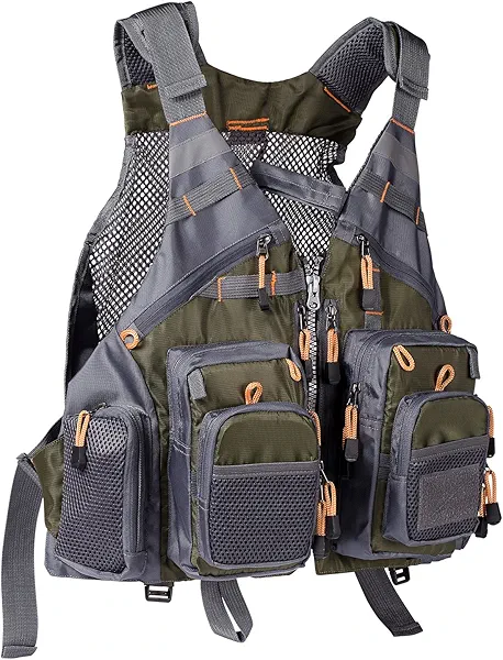BASSDASH Strap Fishing Vest Adjustable for Men and Women, for Fly Bass Fishing and Outdoor Activities