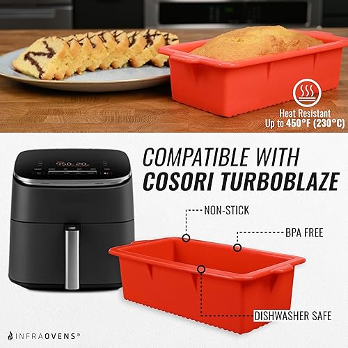 Miniatura 2 de INFRAOVENS Sartenes de silicona para freidora de aire para hornear, molde antiadherente para pasteles Cosori TurboBlaze 9 en 1 de 6 cuartos de