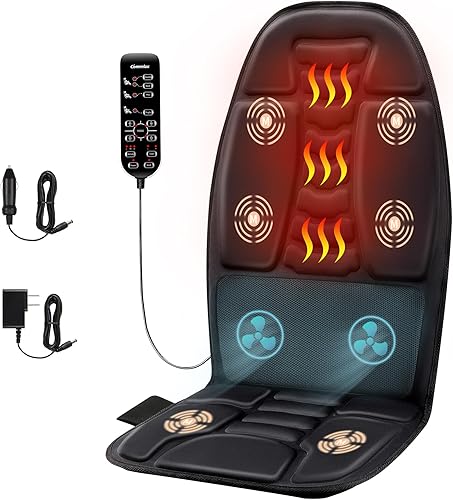 Miniatura 1 de comrelax Cojín para silla de masaje de espalda, cojín de masaje de asiento con vibración de tejido profundo, 2 niveles de enfriamiento o masaje de