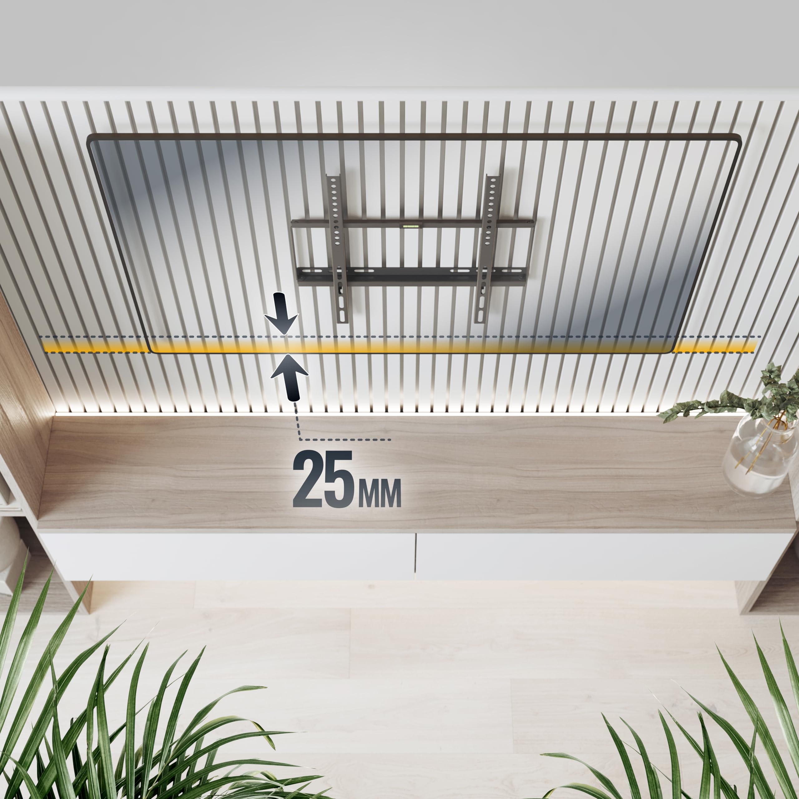 RICOO Supporto TV parete F0144 Fisso Ultra-sottile Televisore 26-55" (66-140 cm) Staffa universale Televisione LED/LCD/Curvo VESA 200 x 200-400 x 400