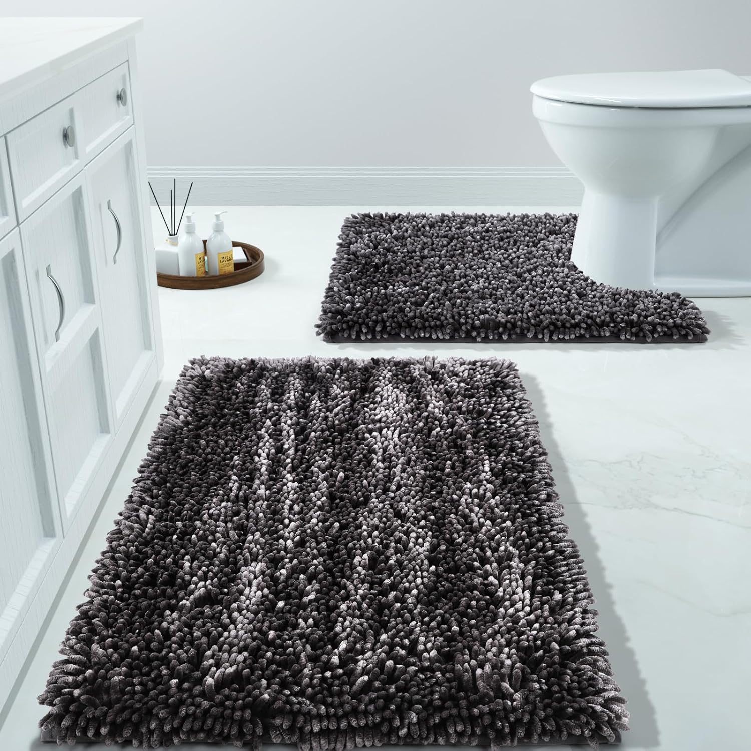 Yimobra Bathroom Rugs Sets 2 Piece, Luxury Shaggy Extra Thick Bathroom