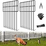 25 Panels Garden Fencing Animal Barrier, 17in (H) X 27ft (L) Dog Dig Fence Barrier, 1.25in Gap Rustproof Metal Stakes Decorative Garden Fence, Ground Defense Border Fence for Outdoor, Yard, Patio