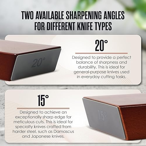 Miniatura 4 de Houseables Afilador de cuchillos magnético, kit de afilador de cuchillos rodantes, rodillo en ángulo de 15 grados y 20 grados, sistema de rueda