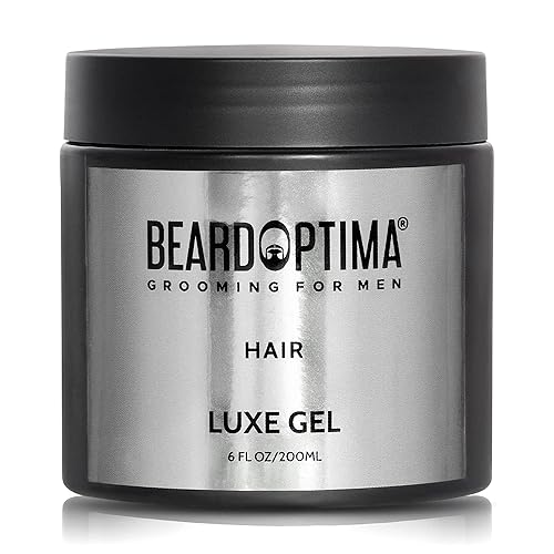 Beardoptima Gel de lujo para todo tipo de cabello, peinado a base de agua para hombre, agarre firme, acabado brillante, 6 fl6.8fl oz