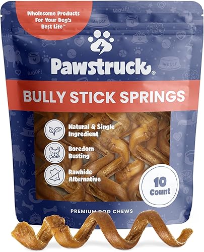 Miniatura 10 de Pawstruck Muelles masticables totalmente naturales de 6 pulgadas para perros, divertidos, desafiantes, sin piel cruda, 100% carne de res, huesos