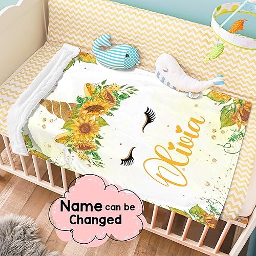 Miniatura 3 de J&SBGFT Manta de bebé niña, manta de bebé personalizada, manta de recepción de unicornio, esenciales para recién nacidos, 30 x 40 pulgadas, color 14