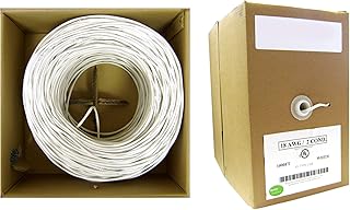 Cable Central LLC (10 Pack) 22/2 (22AWG 2C) Solid CM Security Cable, White, 500 ft, Pullbox