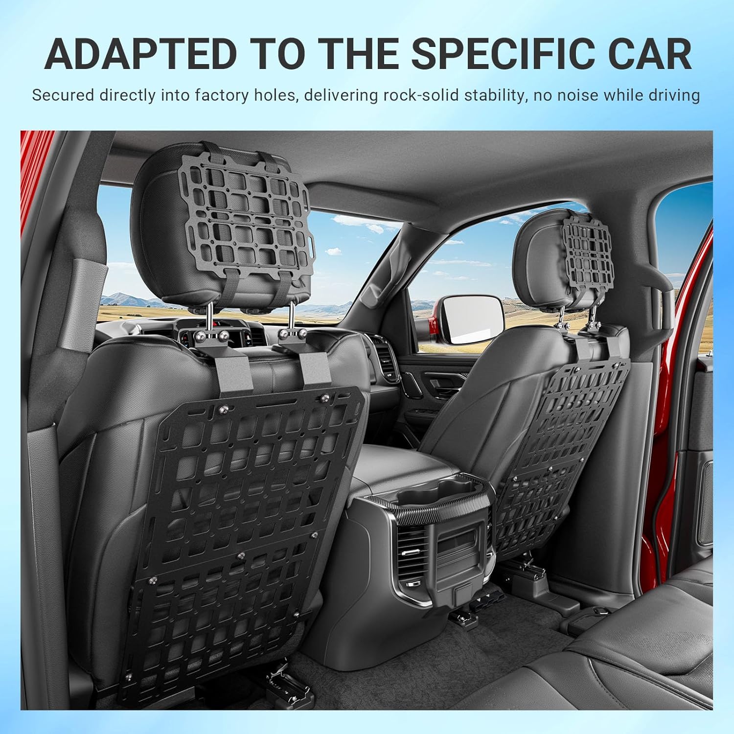 Seatback Molle Panel Compatible with 2019-2026 Dodge Ram 1500 Headrest Organizer Molle Panel for 2 Seats Tactical Seat Back Organizers Replacement for 2019-2026 Dodge Ram 1500 Accessories