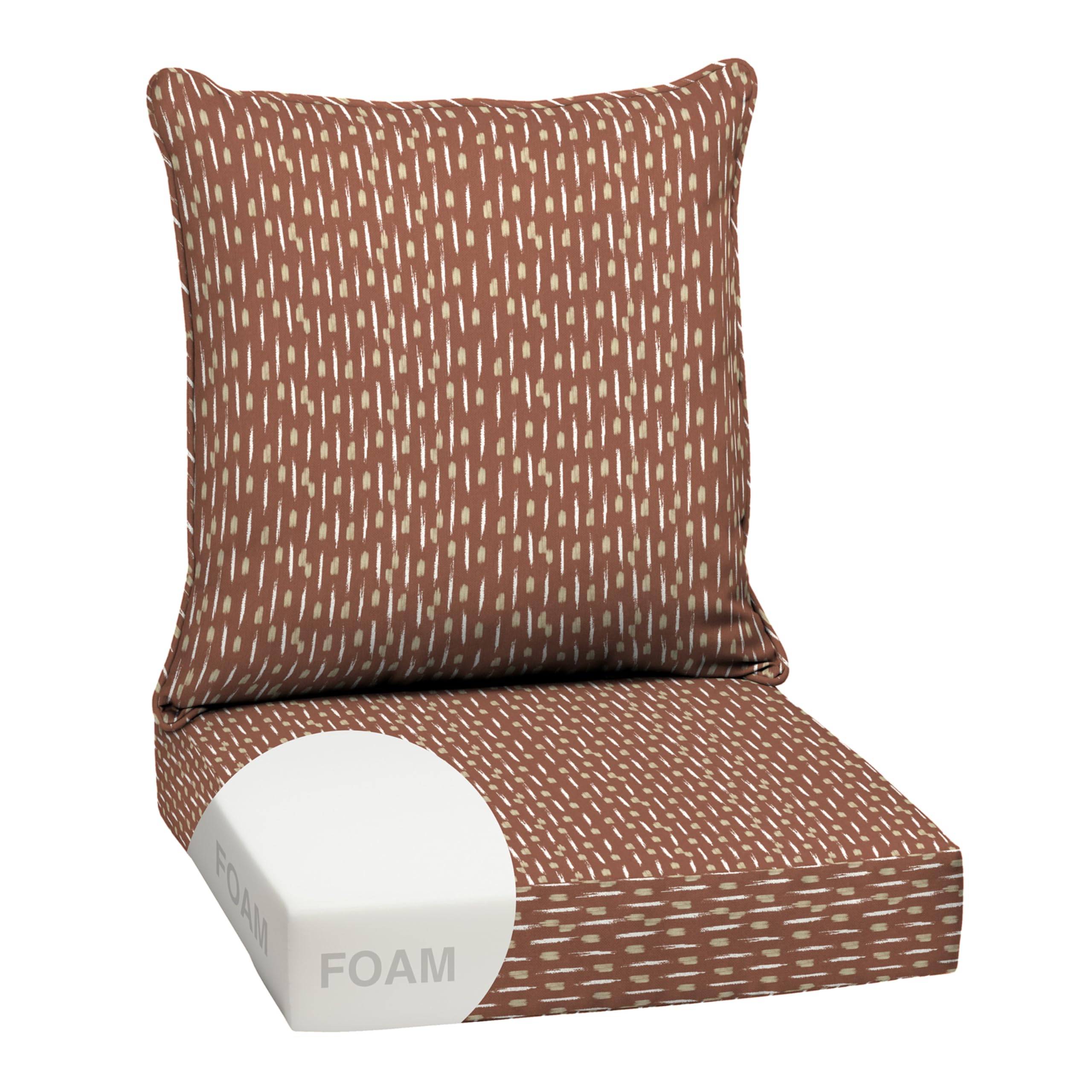 Arden Outdoor Foam Deep Seat Cushion Set, 24 in x 24 in, Weather-Proof, Rain-Proof, Fade Resistant Patio Cushion, Bottom and Back Cushion for Chair, Sofa, and Couch Rust Red Brushed Texture — image 1