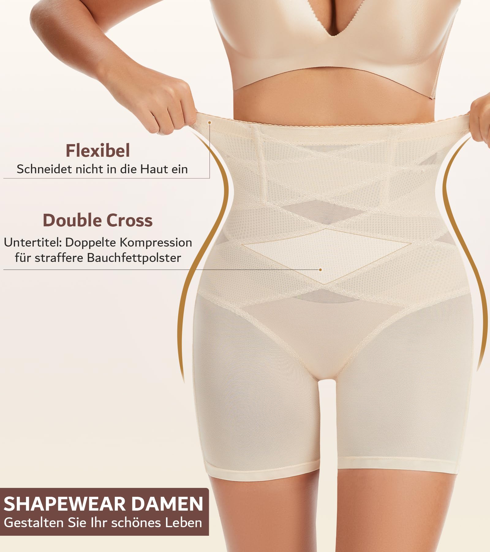 sellto Bauchweg Unterhose Damen Hohe Taille Doppelschichtige Druckunterstützung für Bauchkontrolle ShapewearKomfortabel Atmungsaktive Shapeing Unterwäsche Miederpants