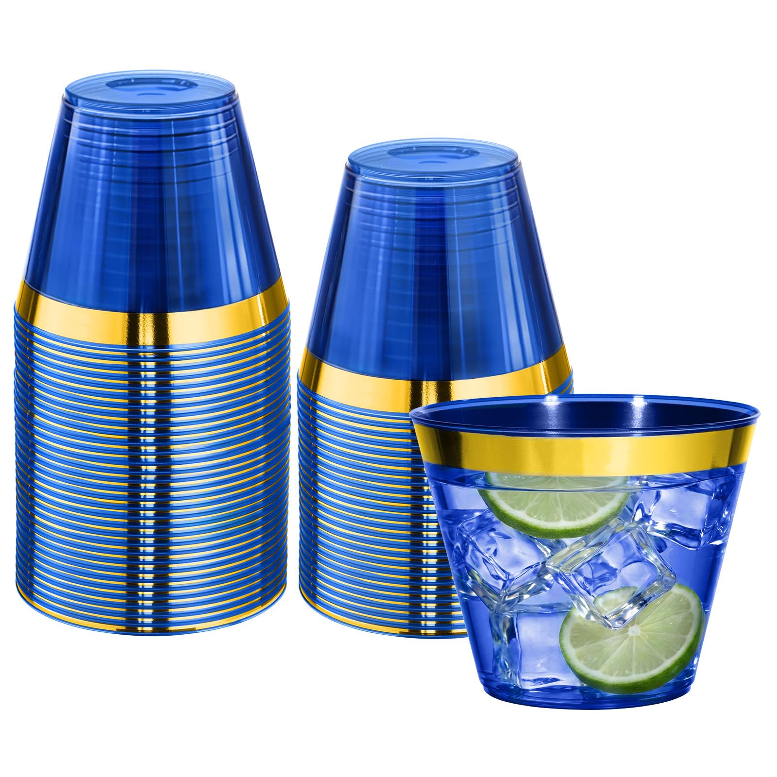 Bestluck 100Pack 9oz Gold Plastic Cups,Clear Disposable Cups with Gold Rim — Amazon image 11
