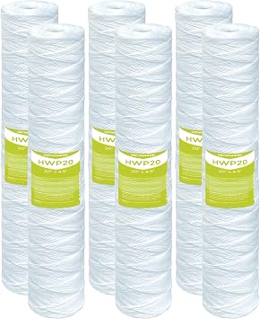 5 Micron Whole House Water Filter Cartridge, 20" x 4.5", 6-Pack