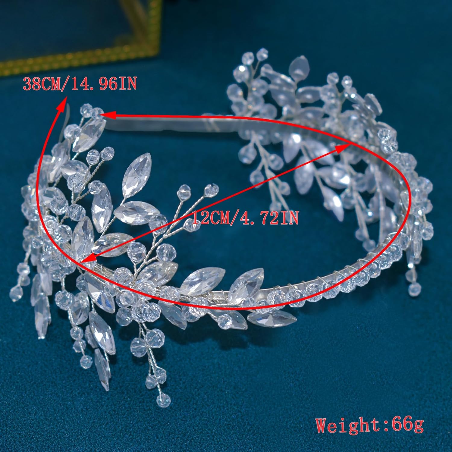 Wedding Hair Pieces for Brides, Bridal Headband, Handcrafted Tiaras for Women(Silver) - Image 3