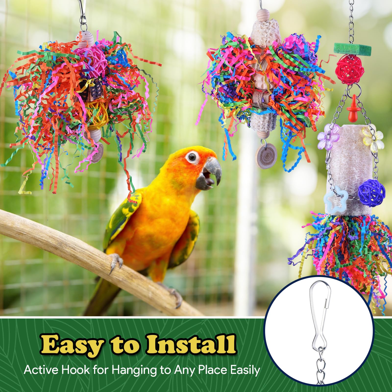 Bird Toys, Parakeet Foraging Toy, Hanging Chewing Toy, Bird Cage Accessories – Suitable for Cockatiels, Budgies, Lovebirds, Conures and Other Small Parrots - image 6