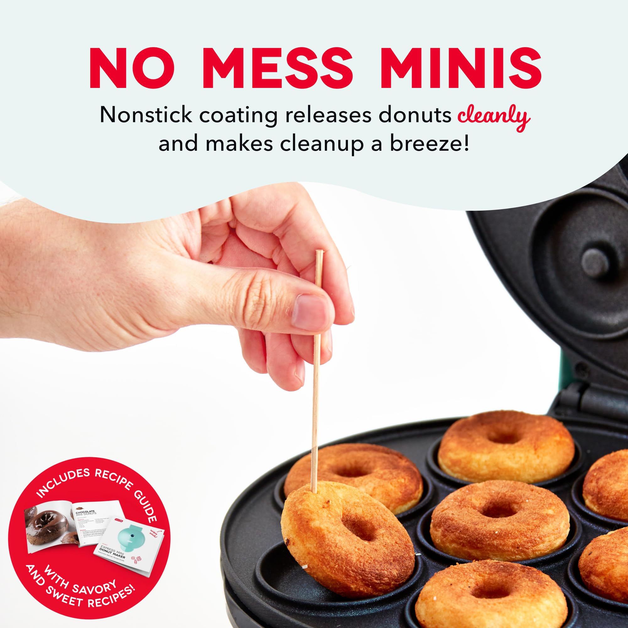 DASH Mini Macchina per Ciambelle per Colazione, Snack, Dessert e Altro Ancora con Superficie Antiaderente, Metallo, Nero