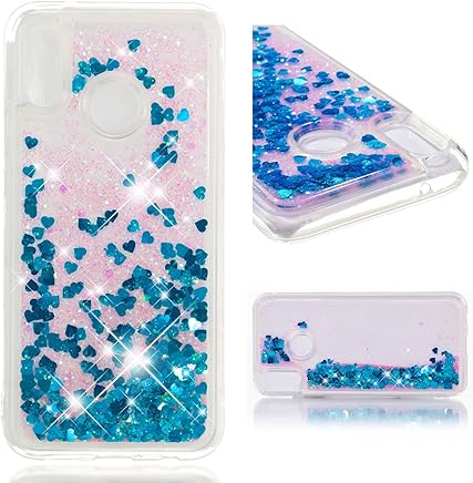 ZCXG Compatible avec Huawei P20 Lite Case Girl Glitter Liquid Quicksand Transparent Silicone TPU Shockproof Bling Slim Fit Rubber Back Cover Shell Cover Protector pour Huawei P20 Lite #Quicksand Blue
