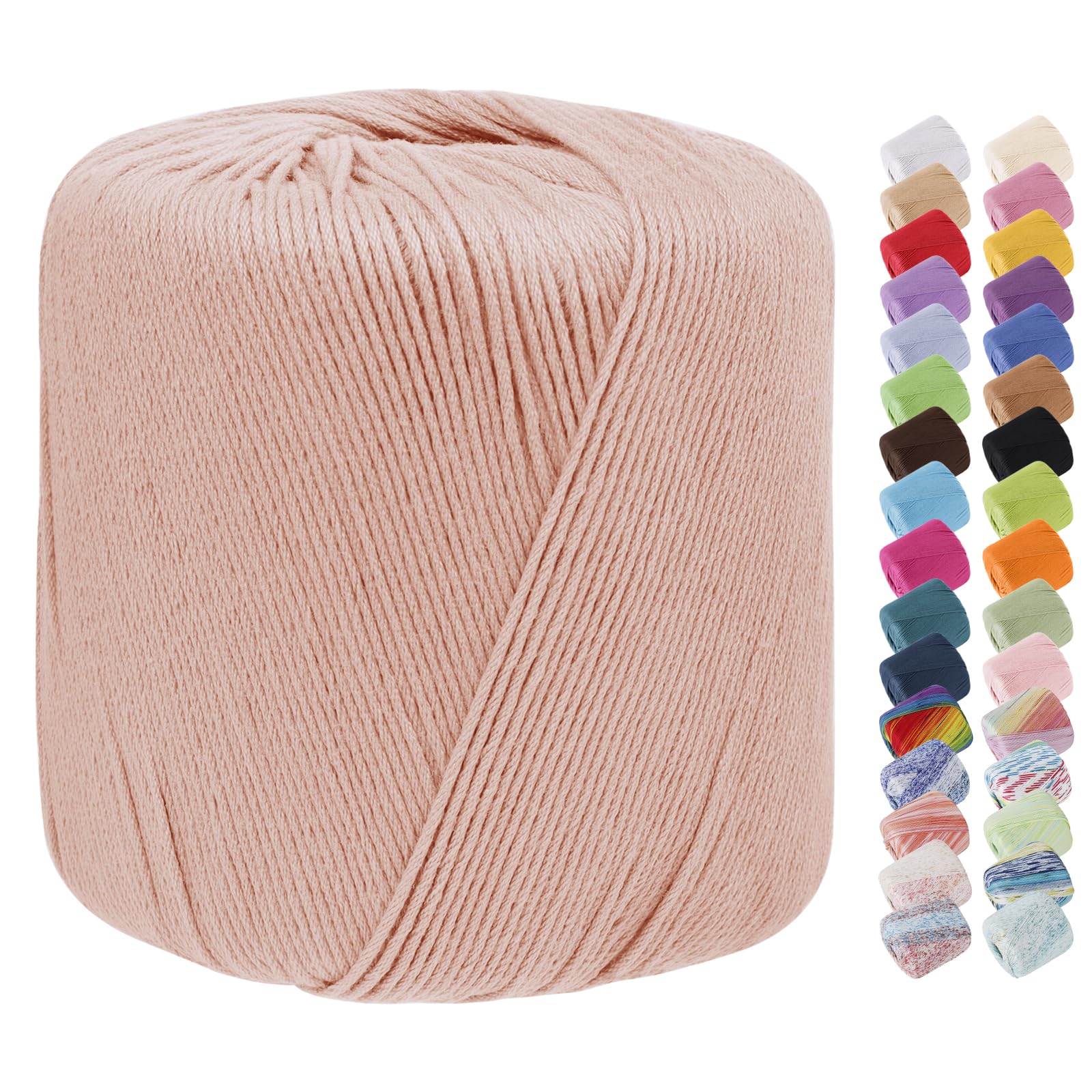 Uiopa Cotton Crochet Yarn 1mm x 125m, 8-Ply Cotton Yarn for Crochet, Hand Knitting Yarn Crochet Thread for Shawls, Hats, Doilies, Decoration, DIY Crafts (Lotus Root Pink)