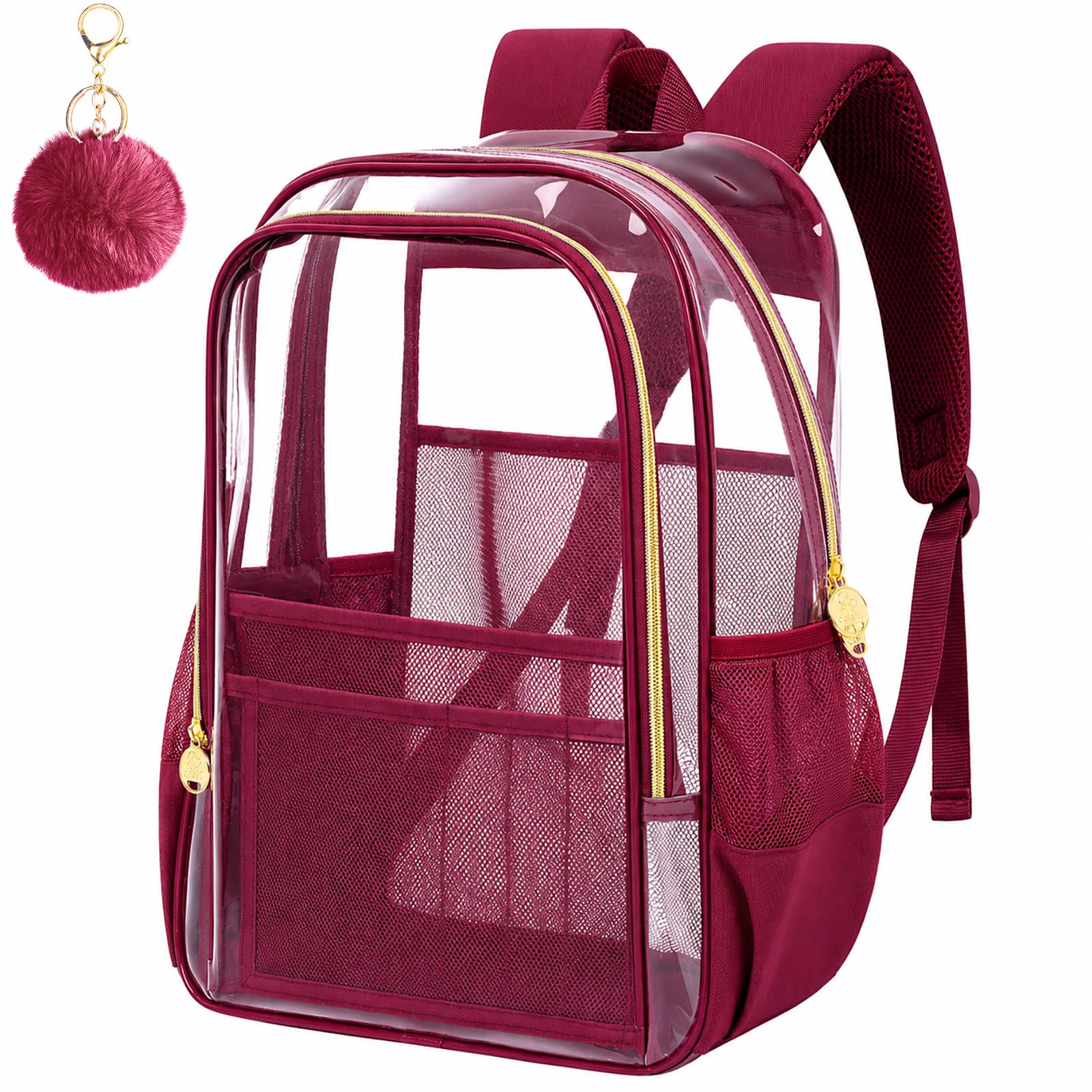 AGSDON Clear Backpack, Heavy Duty Transparent Bookbag, See Through PVC Backpacks for Women Men
