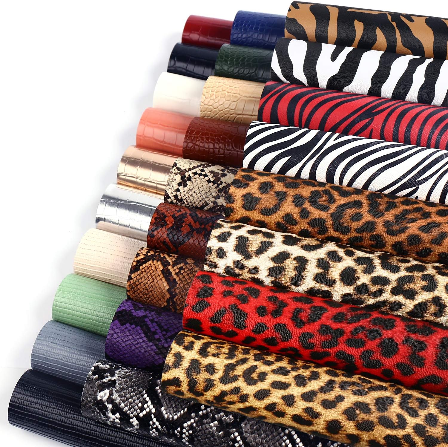 SIMPZIA 27PCS Faux Leather Sheets, Including 4 Styles of Embossed and 2 Kinds of Printed Leather Fabric Sheets (7.8" x 5.9") for Earring Making, Crafts DIY