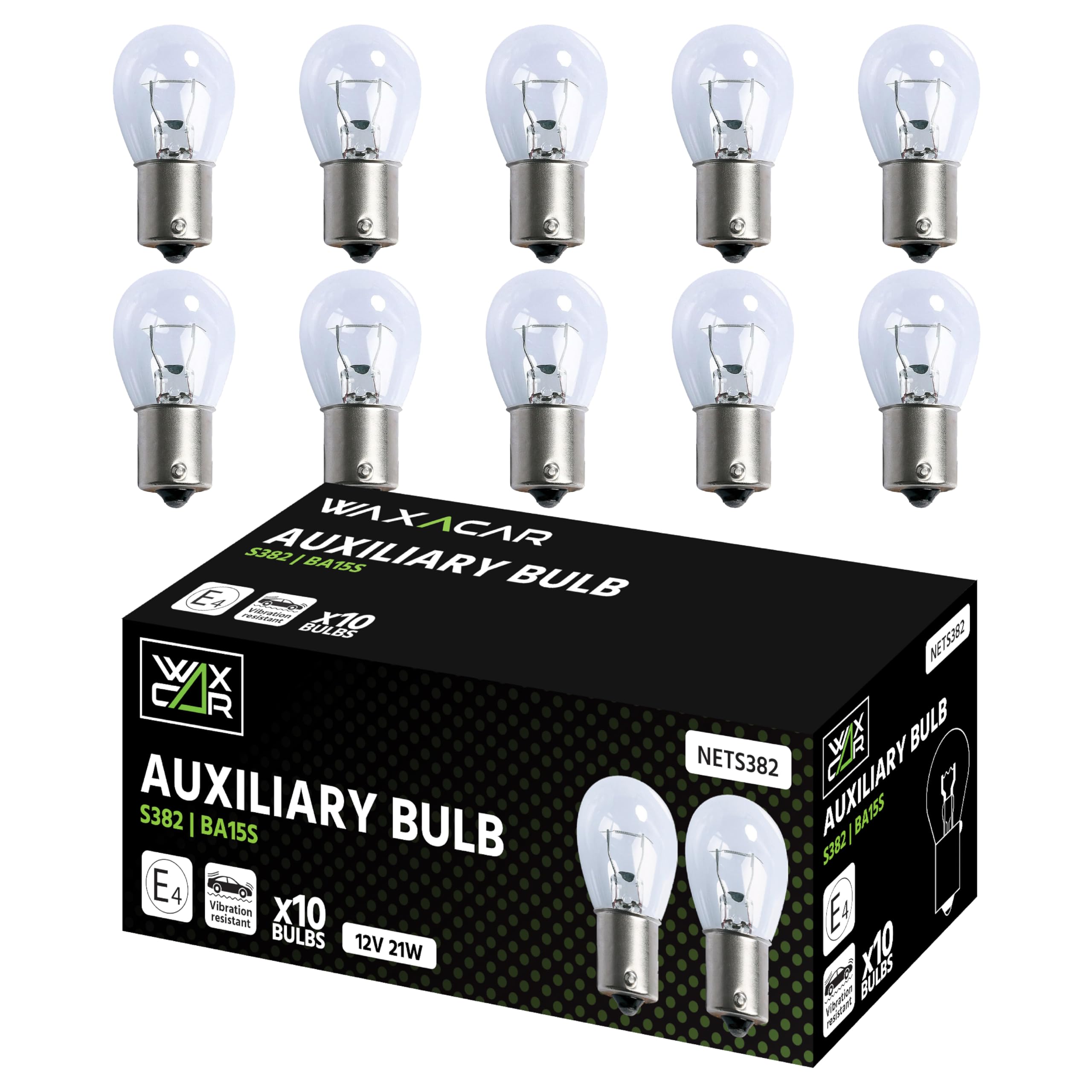 WAXACAR Vehicle Light Bulbs, Multi-Purpose for Tail, Brake, Fog, Indicator, Reverse Lights, 10 Pack, Universal Fit, Halogen, 21W, Compatible with Car, Van, Trailer, Truck, Bike (501 (10 Pack)) — view 9