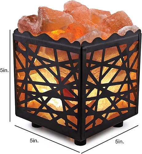 Miniatura 2 de Lámpara de sal natural himalaya en canasta de metal con cordón regulable - Elija su diseño