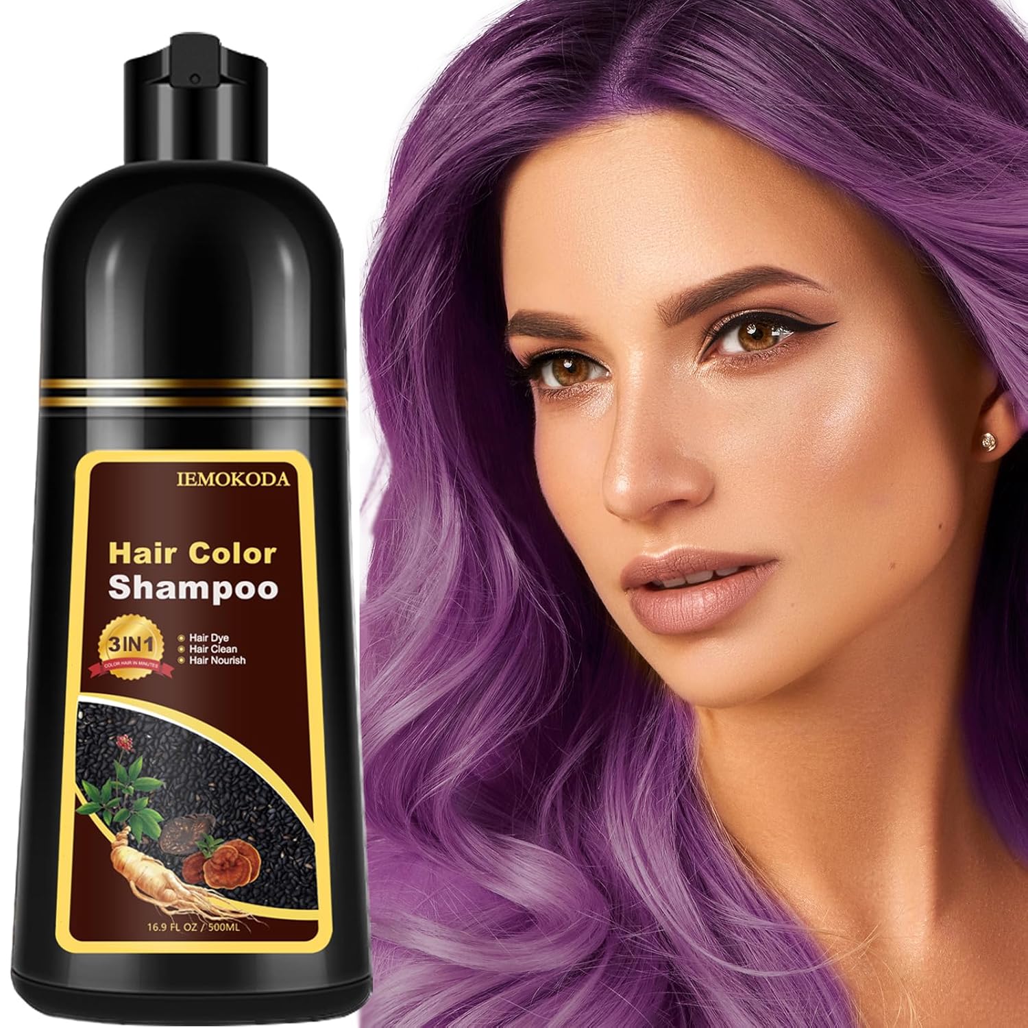 Hair Dye Shampoo 3 in 1, Natural Wine Red Hair Dye for Men Women, Long -Lasting Burgundy Dye Shampoo for Color Treated Hair, Shampoo Color Dye Easy to Use for Home & Salon, 16.9 Fl Oz (Wine Red)