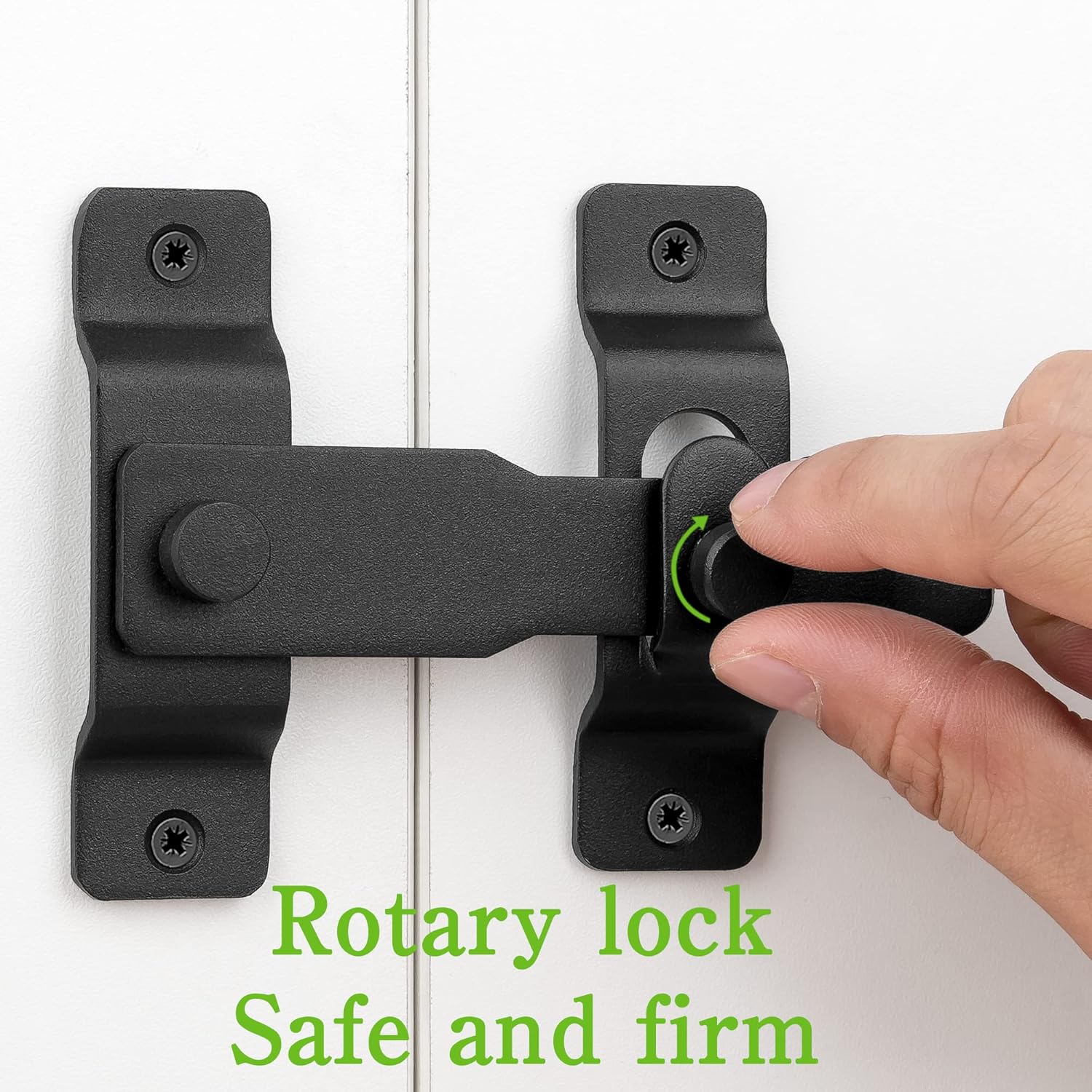 INIRET 2 Packs Barn Door Latches，4.33”x 3.23” Matte Black Stainless Steel barn gate flip Door Latch Bi-fold Door Lock,Sliding Door Antique Lock Gate Latches Wine Cabinet Closet Door Latches