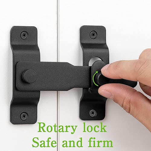 Miniatura 3 de Pestillos para puerta de granero, 4.33 x 3.23 pulgadas, acero inoxidable negro mate, cierre de puerta abatible, cerradura de puerta plegable,